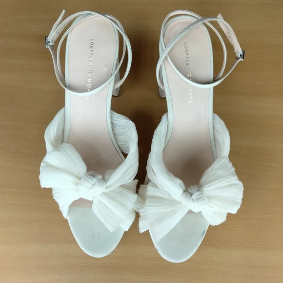 NWT Loeffler Randall Natalia Bow Platform Heels in Pearl Sz. 11